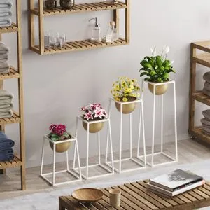 GED-018-C Bela Zlatna Dekorativna Saksija