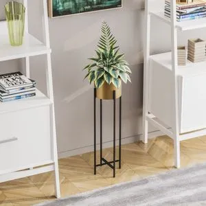 GED-025-A Crni i Zlatni Dekorativni Lonac