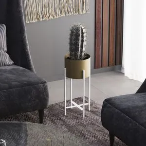 GED-026-C Bela zlatna dekorativna saksija