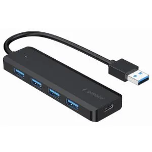 Gembird 4-port USB 3.1 (Gen.1) Hub w/Type-C Power Input Port, Black