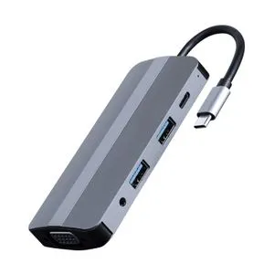 Gembird A-CM-COMBO8-02 USB Type-C 8-in-1 multi-port adapter (Hub + HDMI + VGA + PD + card reader ...