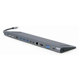 Gembird A-CM-COMBO9-01 USB Type-C 9-in-1 multi-port adapter (USB hub + HDMI + VGA + PD + card rea...
