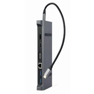 Gembird A-CM-COMBO9-02 USB Type-C 9-in-1 multi-port adapter (Hub3.0 + HDMI + DisplayPort + VGA + ...
