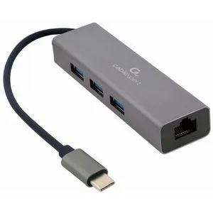 Gembird A-CMU3-LAN-01 USB-C Hub with Gigabit Ethernet, 3x USB3.1 Port, 1x 10/100/1000Mbps LAN por...