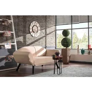 Genzo - Cream Cream 2-Seat Sofa-Bed