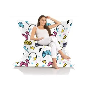 Giant Game Console White Multicolor Garden Bean Bag