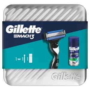 Gillette Mach 3 brijač + Series Gel 75ml sa metalnom kutijom