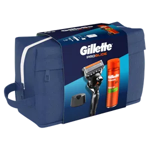 Gillette Proglide sistemski brijač + Fusion Sensitive gel 200ml + stalak za brijač sa neseserom