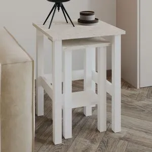 Gina 2 - White, Travertine White
Travertine Side Table Set