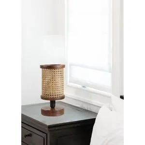 Gizem Ceviz Rattan Abajurlu Masa Lambası