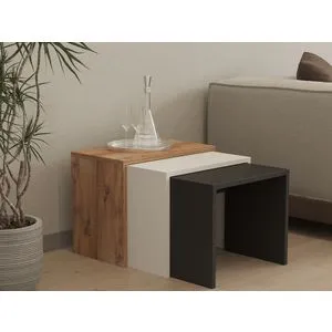Gül Anthracite Hrast Beli Nesting Sto (3 Komada)