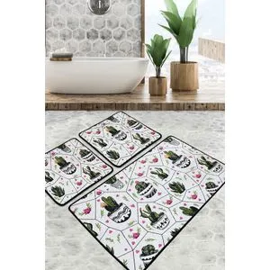 Glauce Djt Multicolor Bathmat Set (3 Pieces)