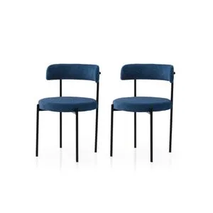 Gını - 4014 V2 Crni i Tamnoplavi Set Stolica (2 Komada)