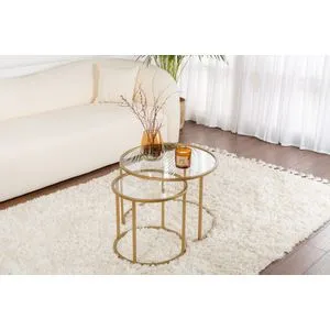 Gold-Transparent-60-42 Gold Coffee Table Set
