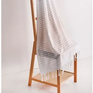 Golge - Bež Bela Mink Fouta (Plažni Peškir)