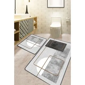 Grasva - Grey Grey Bathmat Set (2 Pieces)
