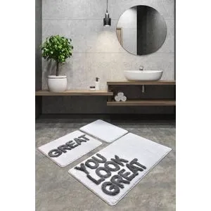 Great - White Multicolor Acrylic Bathmat Set (3 Pieces)