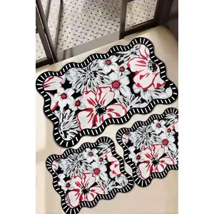 Grocen Multicolor Bathmat Set (3 Pieces)