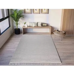 Grove - Bež, Sivi Tepih (160 x 230 cm)