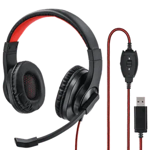 HAMA Žične slušalice HS-USB400 (Crne/Crvene)