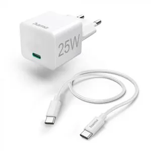 Hama Mini brzi punjač sa USB-C kablom, PD, 25W, 1.5m  beli