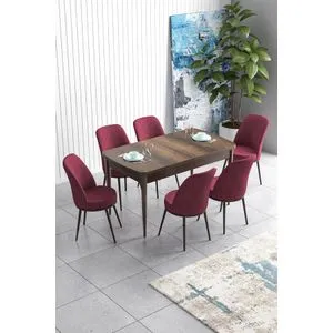 Han - Baroque, Burgundy Baroque
Burgundy Extendable Dining Table & Chairs Set (7 Pieces)