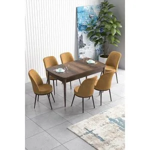 Han - Baroque, Cappuccino Baroque
Cappuccino Extendable Dining Table & Chairs Set (7 Pieces)
