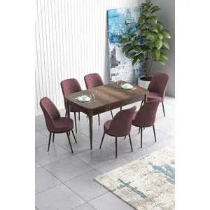 Han - Baroque, Dusty Rose Baroque
Dusty Rose Extendable Dining Table & Chairs Set (7 Pieces)