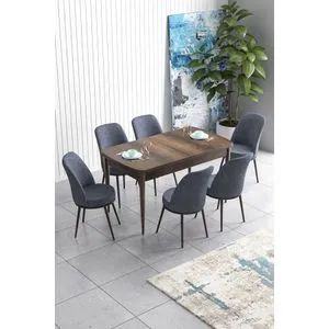Han - Baroque, Fume Baroque
Fume Extendable Dining Table & Chairs Set (7 Pieces)