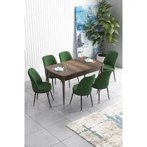 Han - Baroque, Khaki Baroque
Khaki Extendable Dining Table & Chairs Set (7 Pieces)