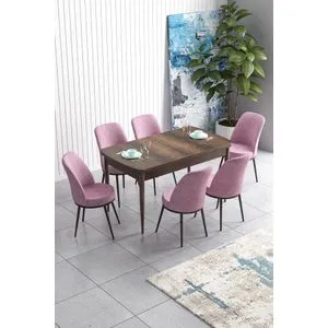 Han - Baroque, Pink Baroque
Pink Extendable Dining Table & Chairs Set (7 Pieces)