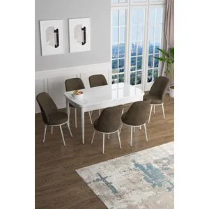 Han - White, Brown White
Brown Extendable Dining Table & Chairs Set (7 Pieces)