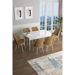 Han - White, Cappuccino White
Cappuccino Extendable Dining Table & Chairs Set (7 Pieces)