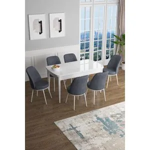 Han - White, Fume White
Fume Extendable Dining Table & Chairs Set (7 Pieces)