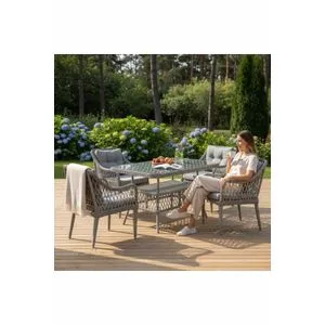 Hanah Home baštenski set Hisar 4+1, sto i 4 fotelje, siva