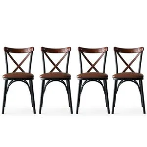 Hanah Home Ekol - 1332 V4 Braon Set Stolica (4 Komada)