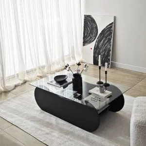 Hanah Home klub sto Brise, 105 cm, crni / providni