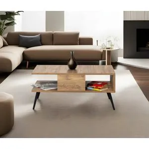 Hanah Home klub sto Bukle, 90 cm, atlantski bor / crni