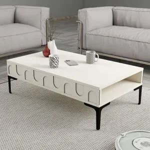 Hanah Home klub sto Lyon 32, 105 cm, krem / crni