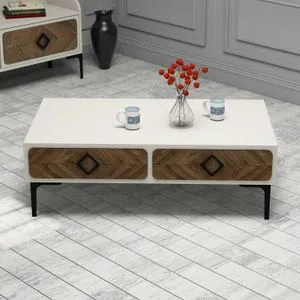 Hanah Home klub sto Samba, 105 cm, krem / orah
