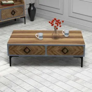 Hanah Home klub sto Samba, 105 cm, plavi / orah