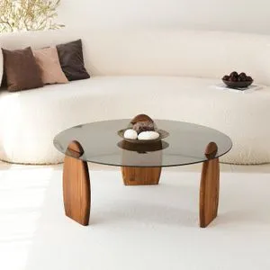Hanah Home klub sto Surf, 90 cm, Chesnut / Fume