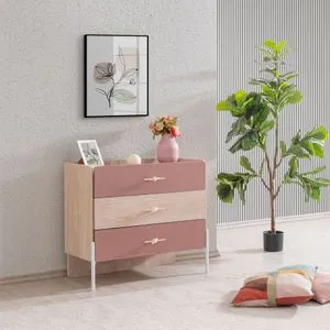 Hanah Home komoda Rosetta, 89 cm, braon / roze