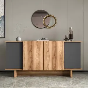 Hanah Home konzola Diana, 180 cm, antracit / orah