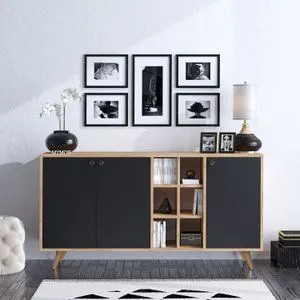 Hanah Home konzola VEİT, 140 cm, hrast / crna