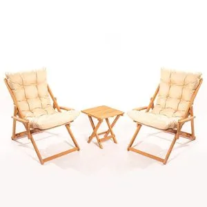 Hanah Home MY005 Braon-Krem Set Baštenskog Stola i Stolica (3 Dela)