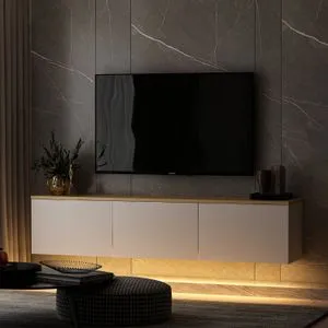 Hanah Home Neon - White v2 Beli TV stalak od hrastovog drveta