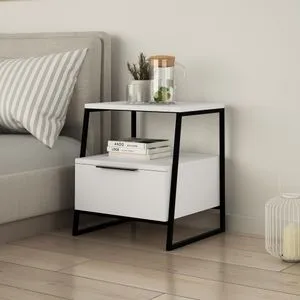 Hanah Home noćni ormarić Pal v2, 45 cm, beli / crni