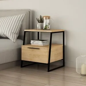 Hanah Home noćni ormarić Pal v2, 45 cm, hrast / crni