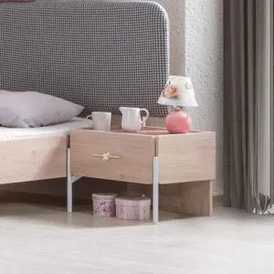Hanah Home noćni ormarić Rosetta, 54 cm, braon / roze